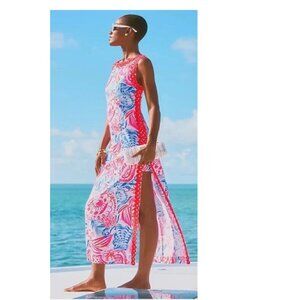 NWT LILLY PULITZER SIZE 12 SADIE MAXI SHIFT ROMPER *SUN SEA SAND* RESORT WHITE